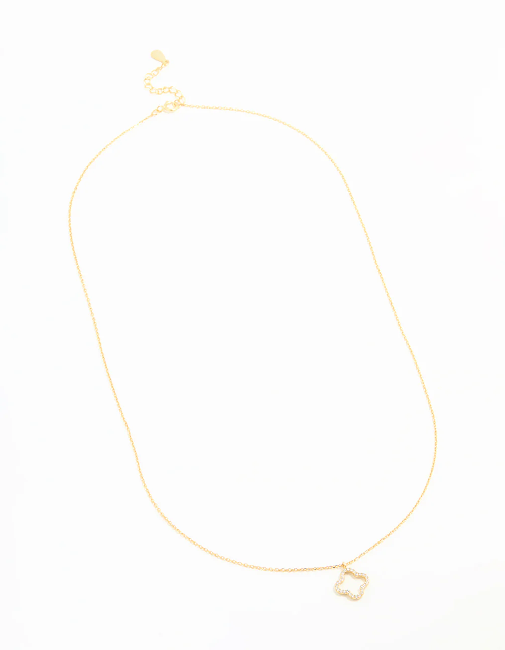 Gold Plated Sterling Silver Cubic Zirconia Flower Pendant Necklace - Image 4