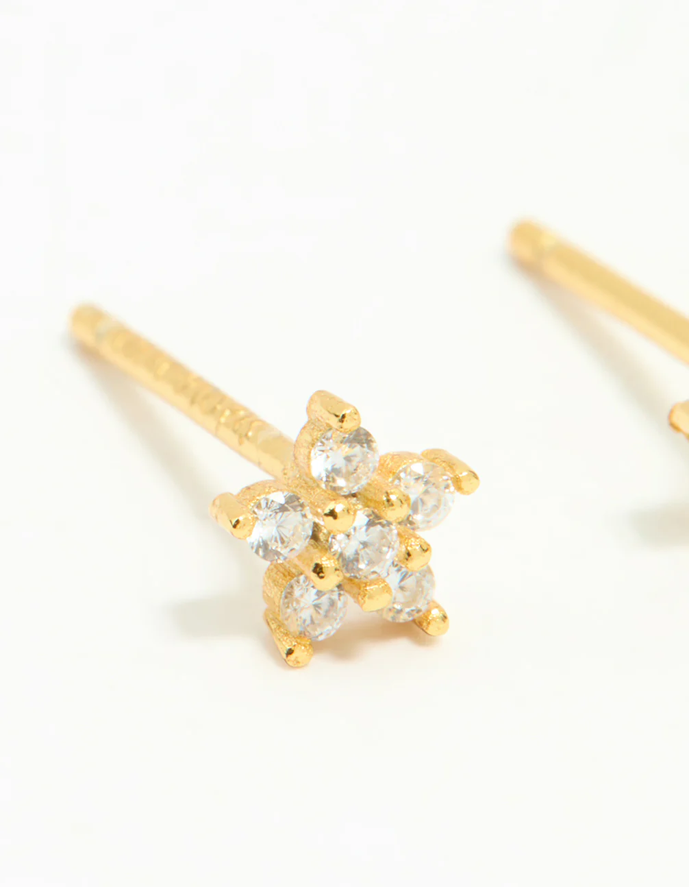 Gold Plated Sterling Silver Cubic Zirconia Flower Stud Earrings - Image 4