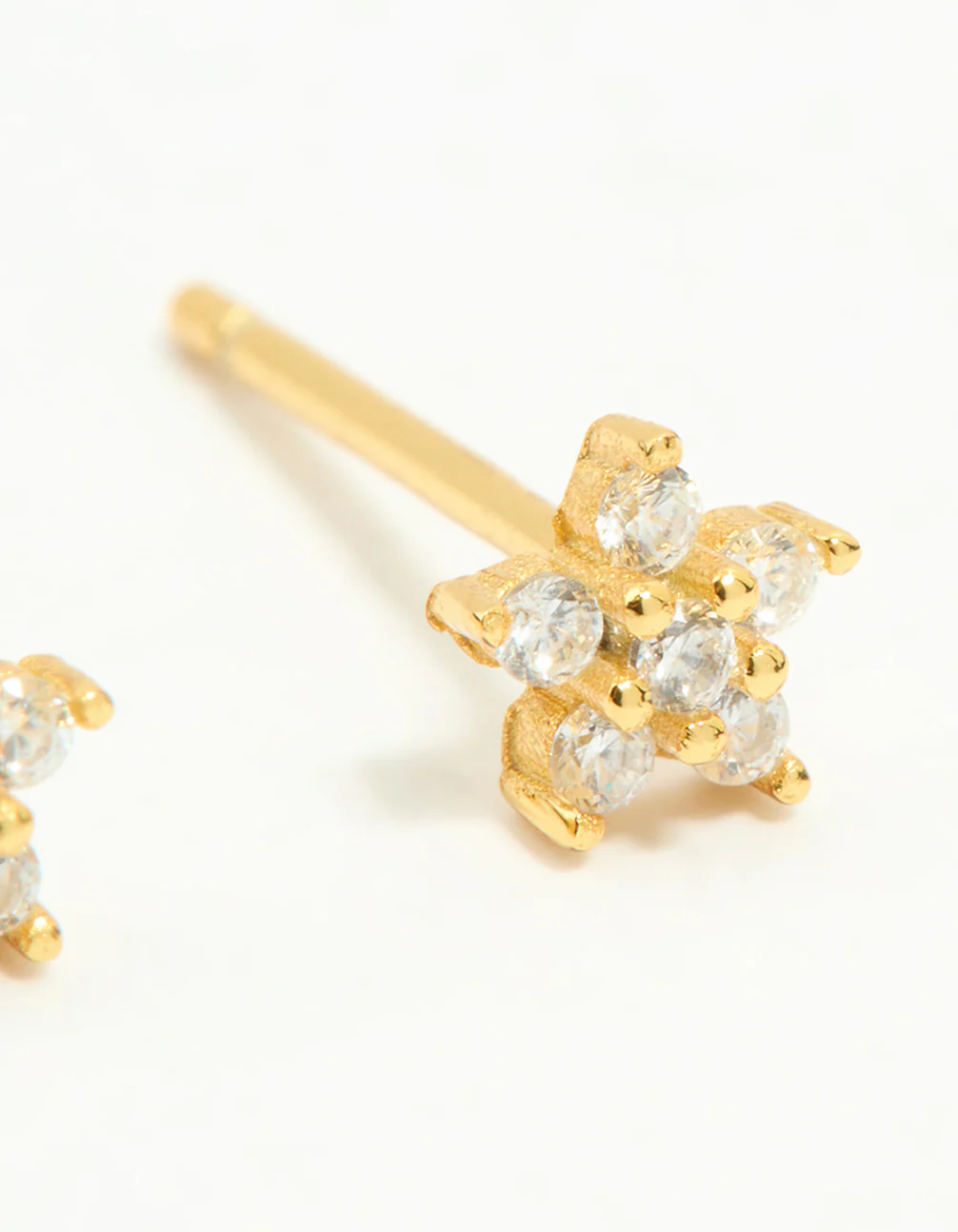 Gold Plated Sterling Silver Cubic Zirconia Flower Stud Earrings - Image 5