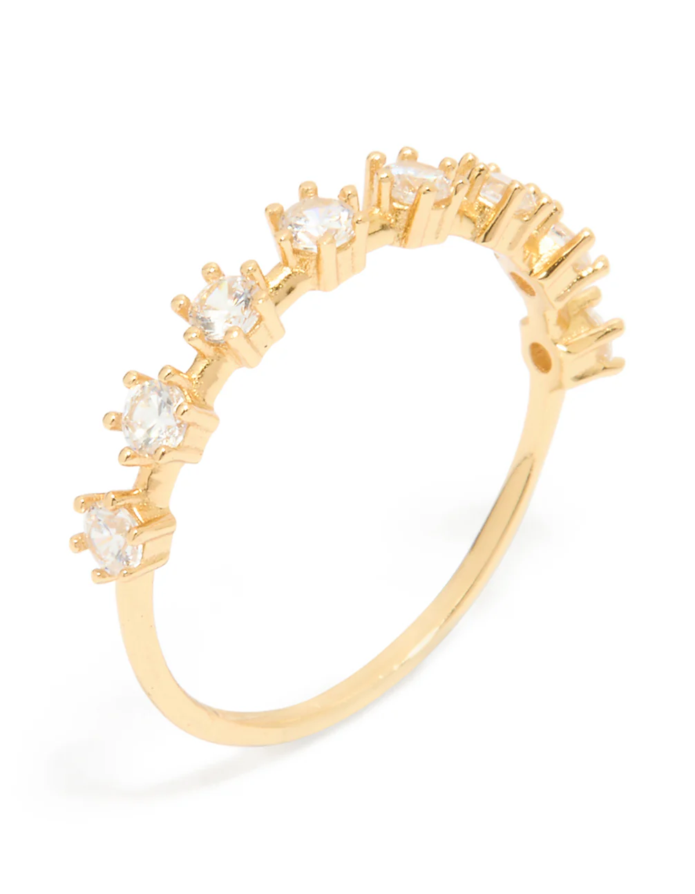 Gold Plated Sterling Silver Cubic Zirconia Half Eternity Ring - Image 4
