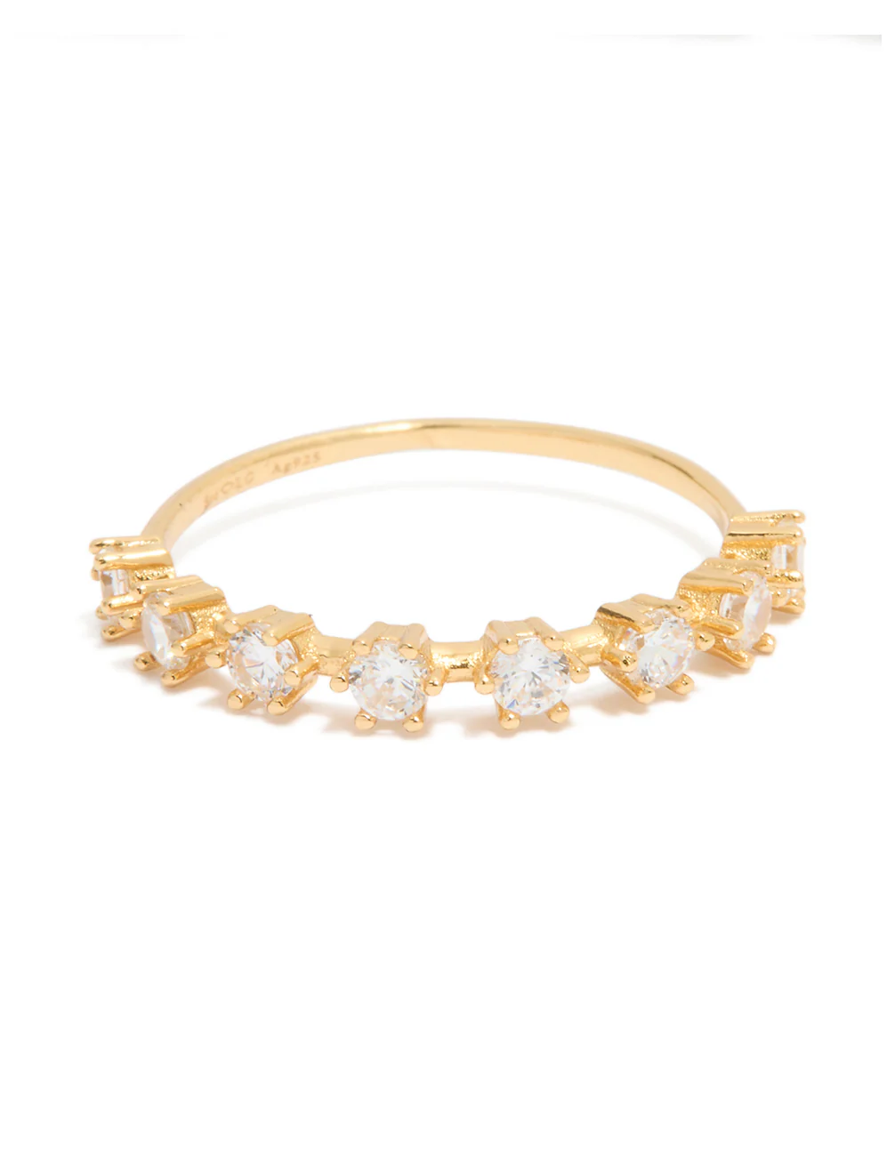 Gold Plated Sterling Silver Cubic Zirconia Half Eternity Ring - Image 5