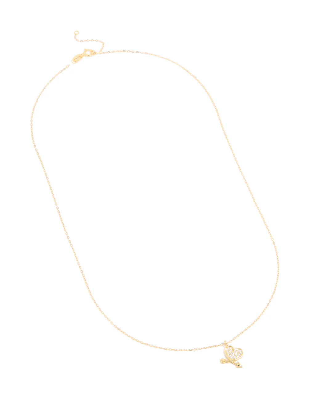 Gold Plated Sterling Silver Cubic Zirconia Heart Arrow Necklace - Image 4