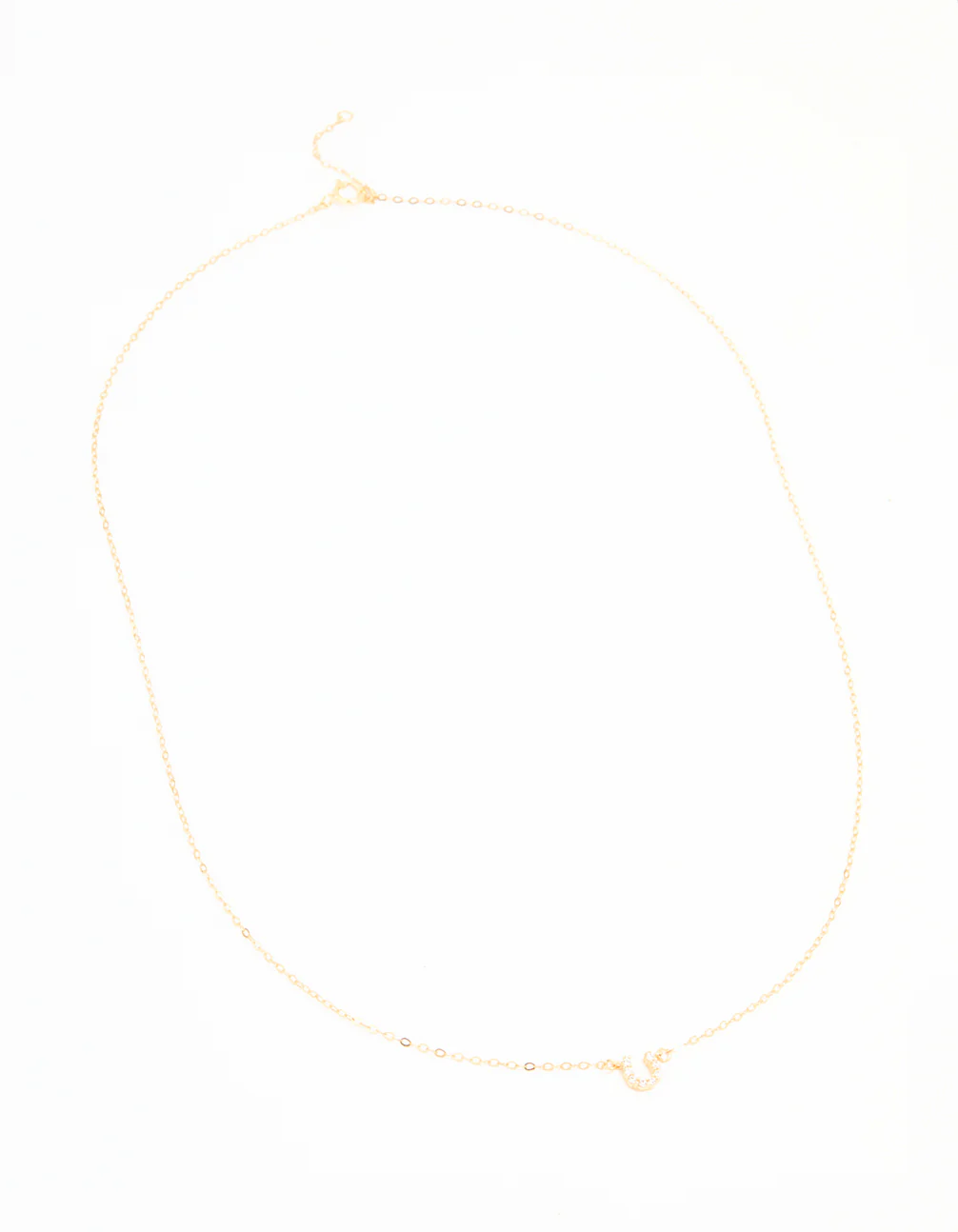 Gold Plated Sterling Silver Cubic Zirconia Horseshoe Necklace - Image 4
