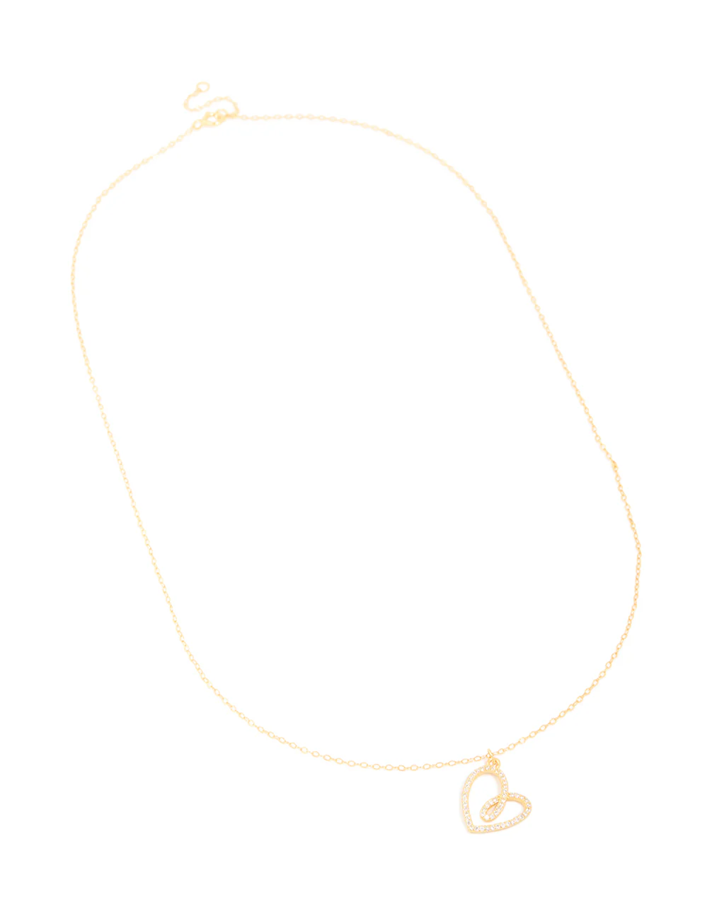 Gold Plated Sterling Silver Cubic Zirconia Large Heart Necklace - Image 4