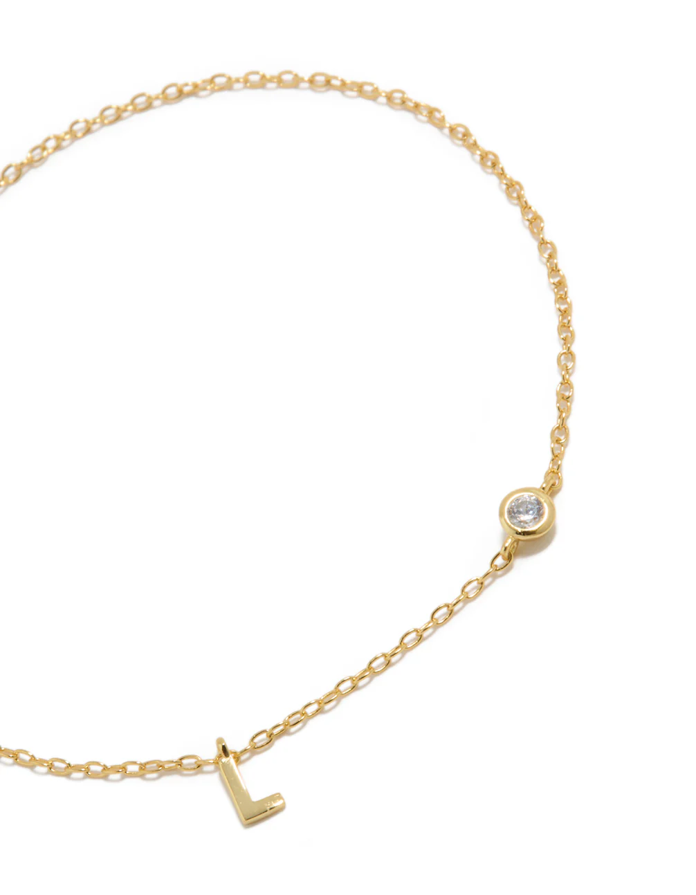 Gold Plated Sterling Silver Cubic Zirconia Letter L Bracelet - Image 3