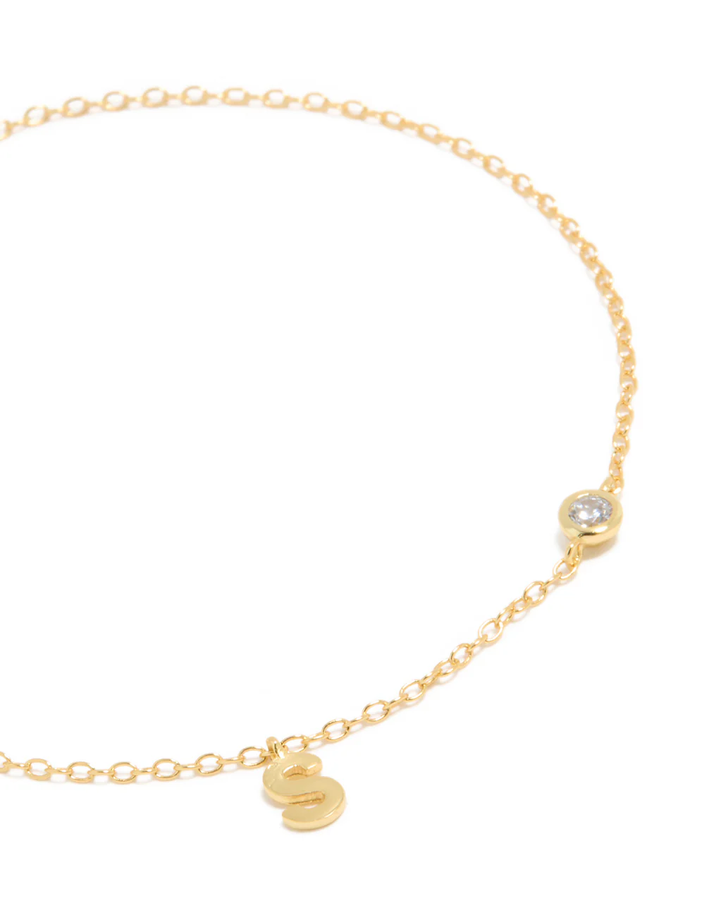 Gold Plated Sterling Silver Cubic Zirconia Letter S Bracelet - Image 3