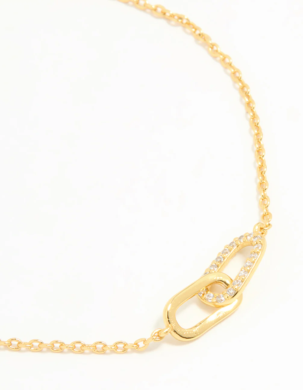 Gold Plated Sterling Silver Cubic Zirconia Link Oval Bracelet - Image 2