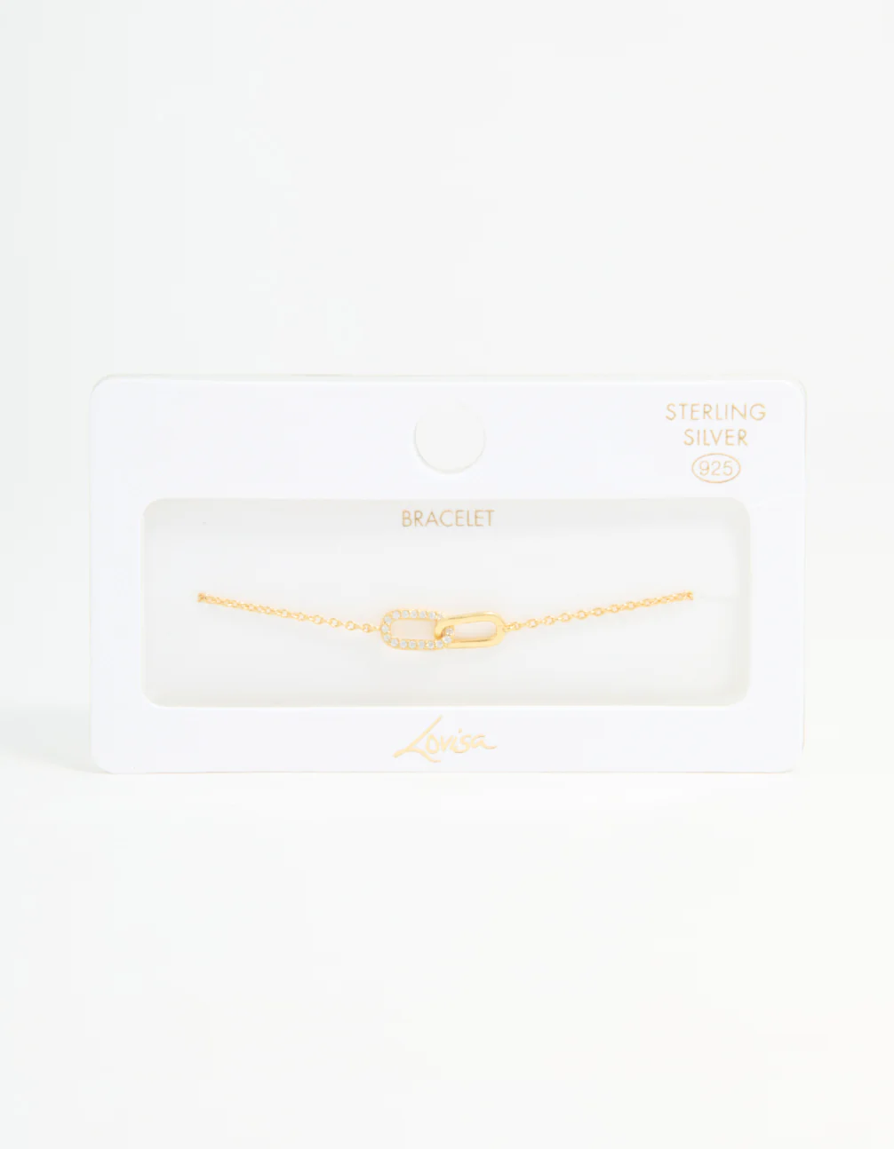 Gold Plated Sterling Silver Cubic Zirconia Link Oval Bracelet - Image 3