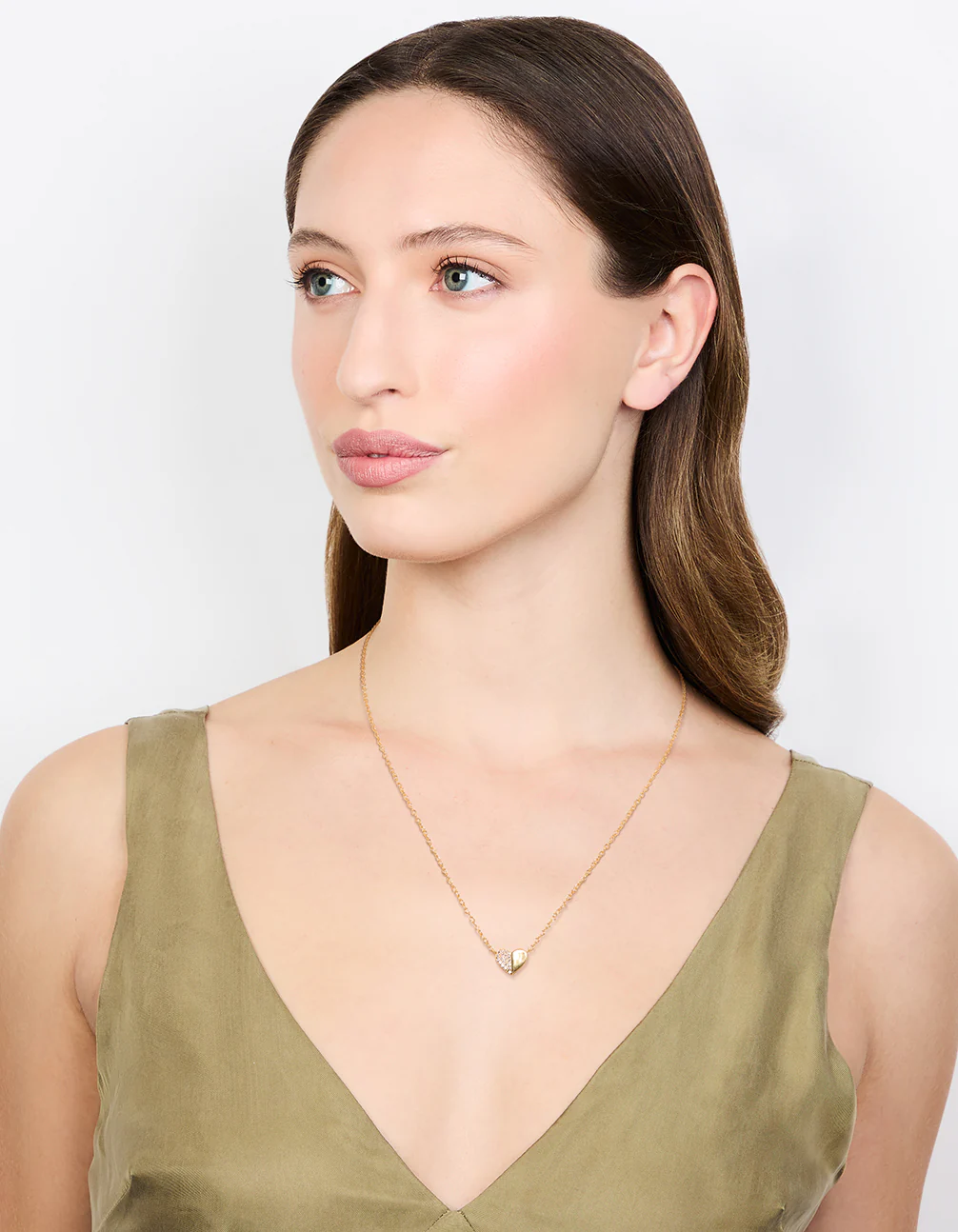 Gold Plated Sterling Silver Cubic Zirconia Mini Heart Necklace - Image 3