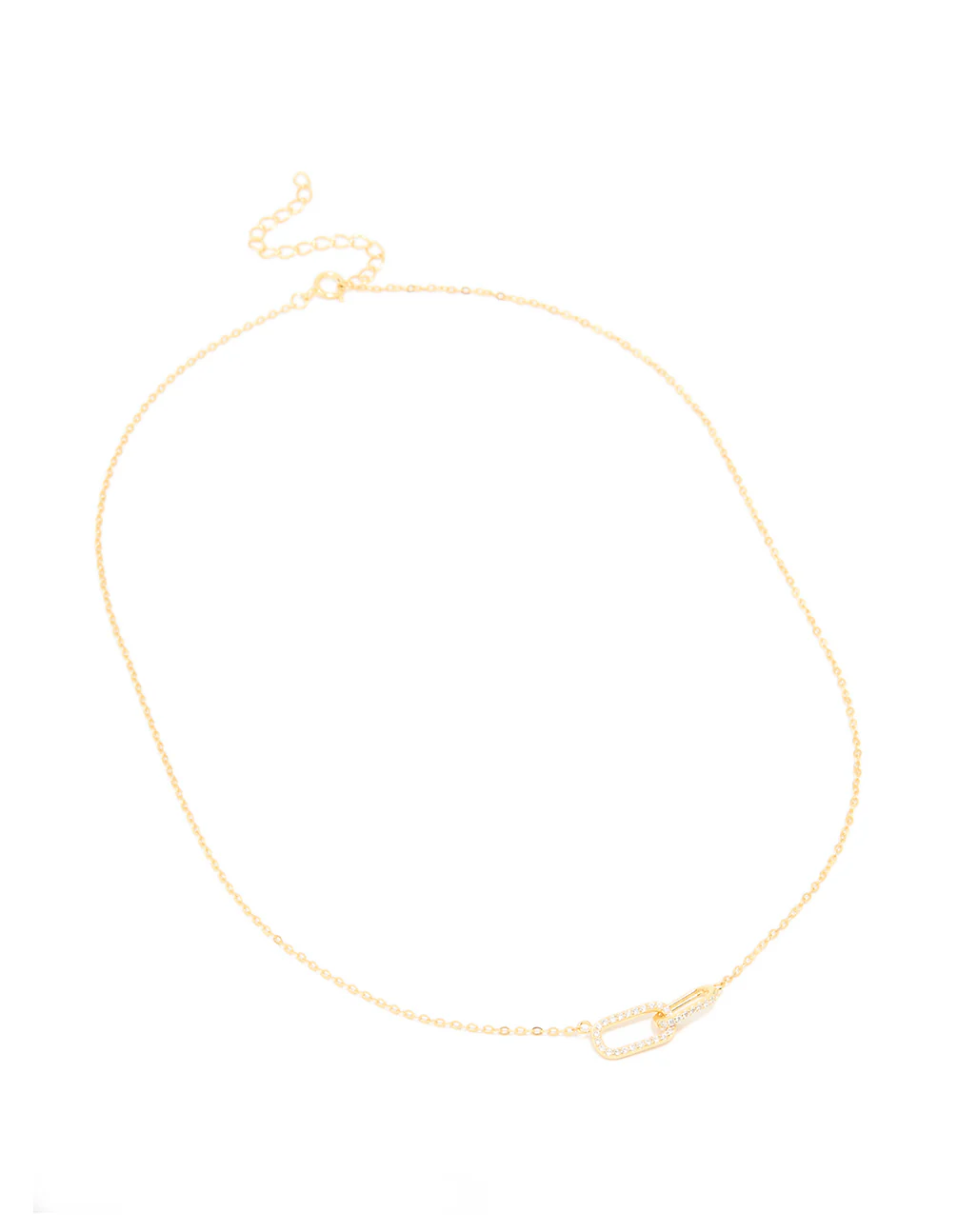 Gold Plated Sterling Silver Cubic Zirconia Oval Link Necklace - Image 4