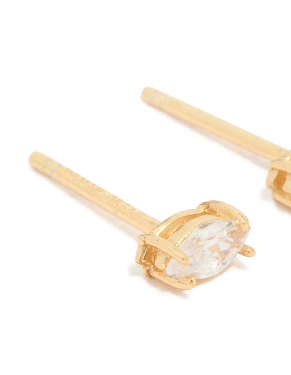 Gold Plated Sterling Silver Cubic Zirconia Oval Stud Earrings - Image 4