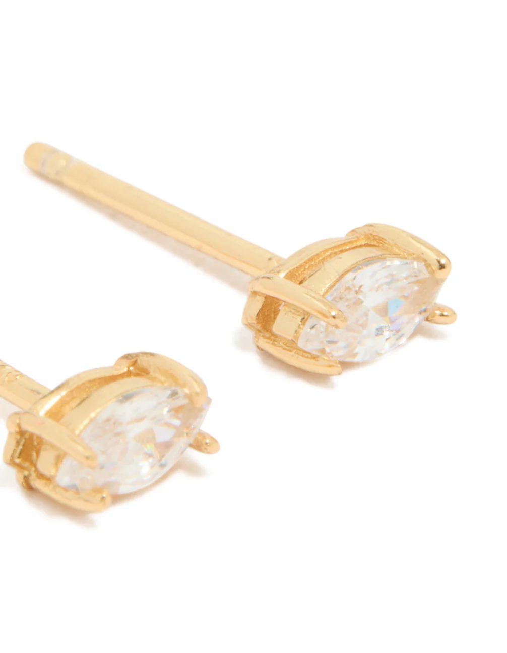Gold Plated Sterling Silver Cubic Zirconia Oval Stud Earrings - Image 5
