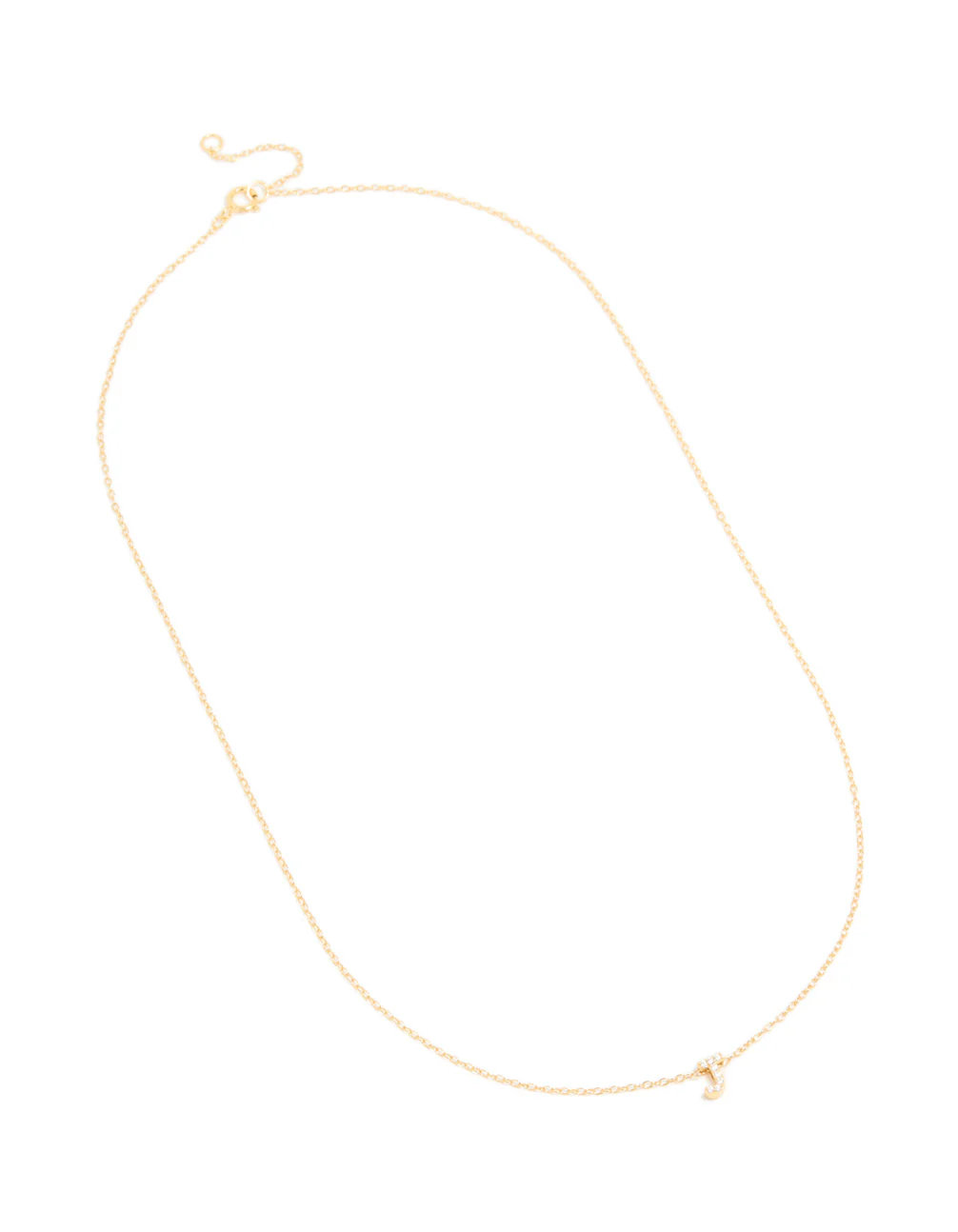 Gold Plated Sterling Silver Cubic Zirconia Pavé Letter J Pendant Necklace - Image 4
