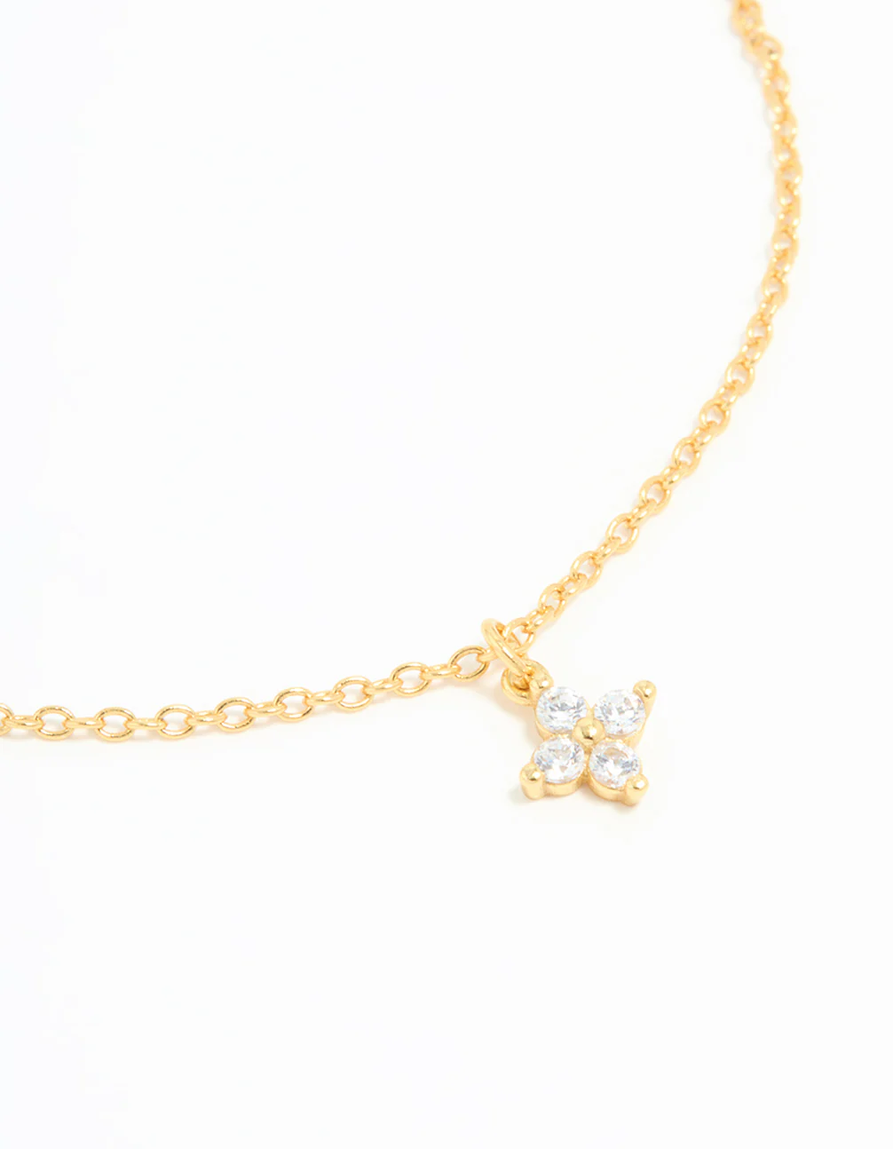 Gold Plated Sterling Silver Cubic Zirconia Tiny Flower Toggle Bracelet - Image 2