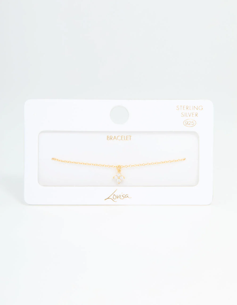Gold Plated Sterling Silver Cubic Zirconia Tiny Flower Toggle Bracelet - Image 3