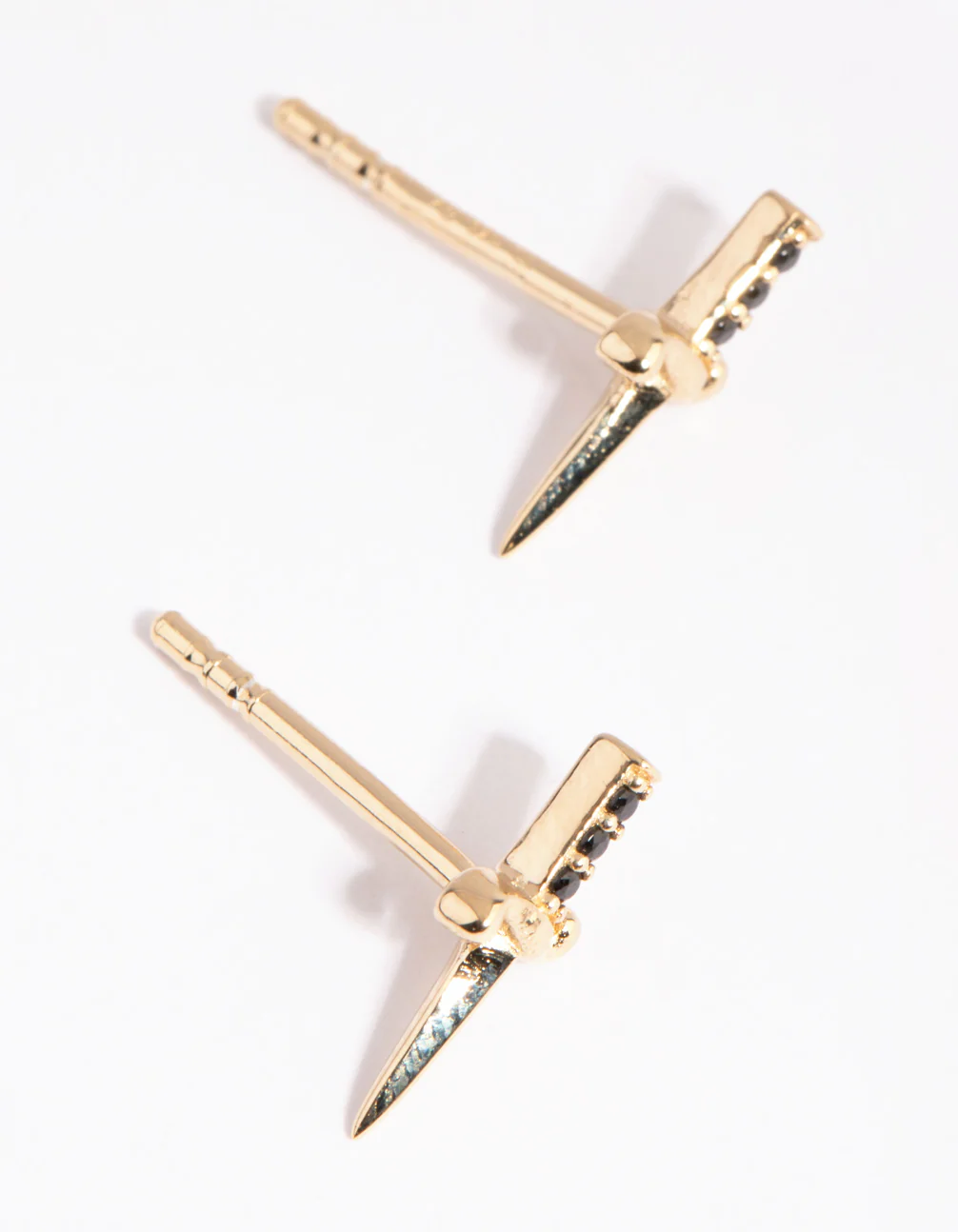 Gold Plated Sterling Silver Dagger Stud Earrings - Image 2