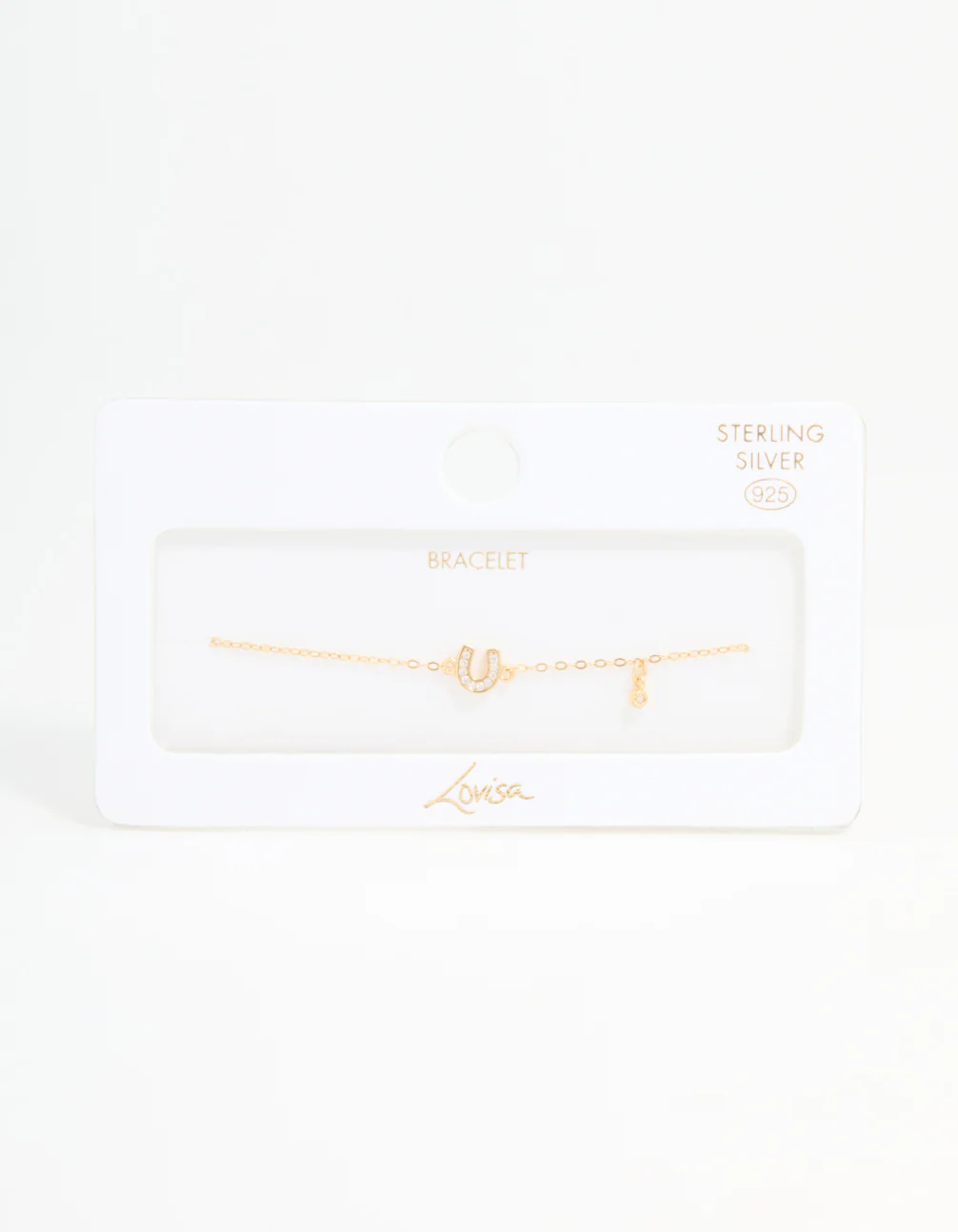 Gold Plated Sterling Silver Diamante Horseshoe Charm Bracelet - Image 3