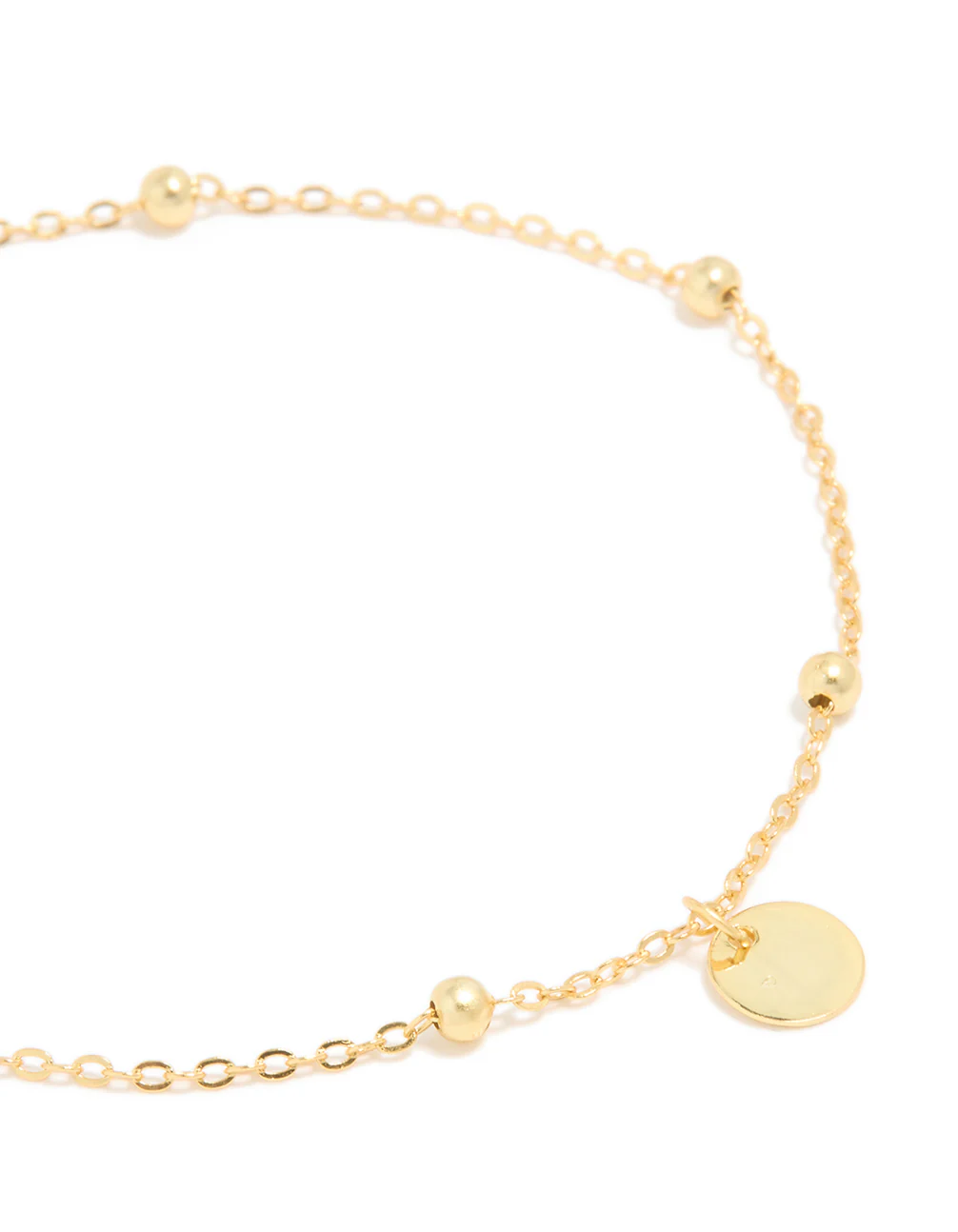 Gold Plated Sterling Silver Disc & Ball Charms Bracelet - Image 2