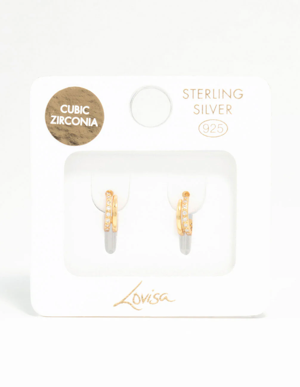 Gold Plated Sterling Silver Double Hoop Earrings - Image 3