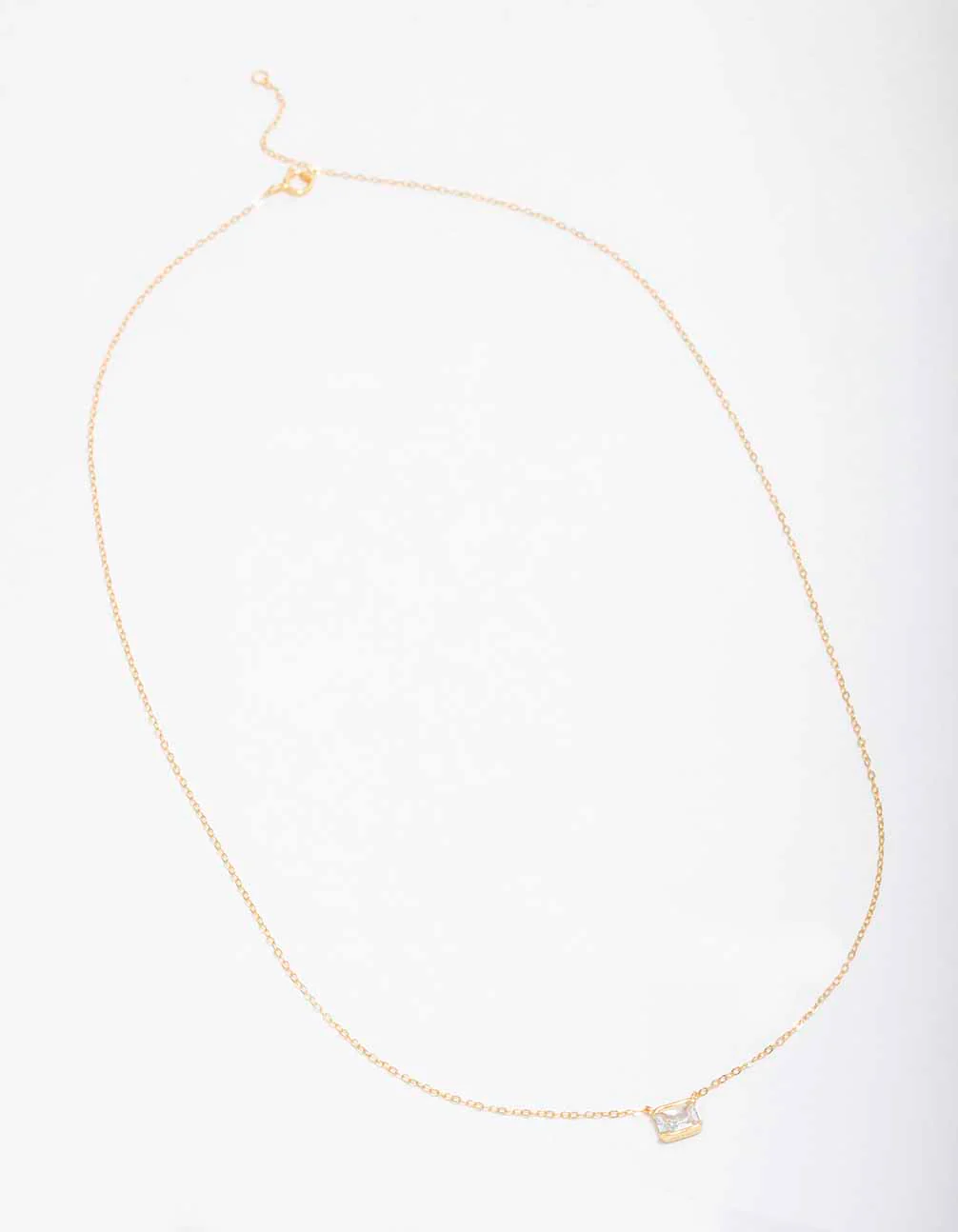Gold Plated Sterling Silver Emerald Cut Pendant Necklace - Image 2