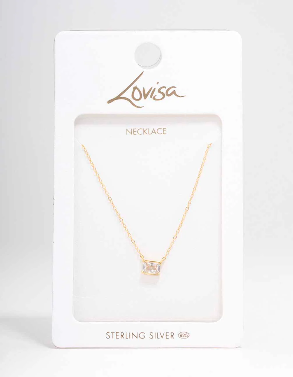 Gold Plated Sterling Silver Emerald Cut Pendant Necklace - Image 3