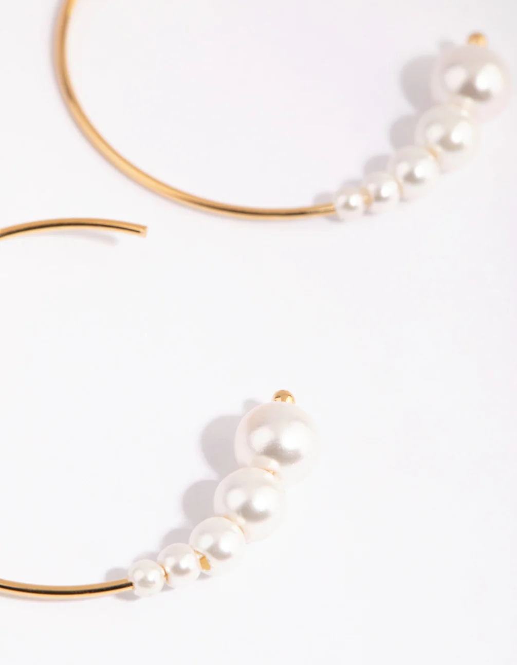 Gold Plated Sterling Silver Fine Pearl Hoop Earrings - Image 2