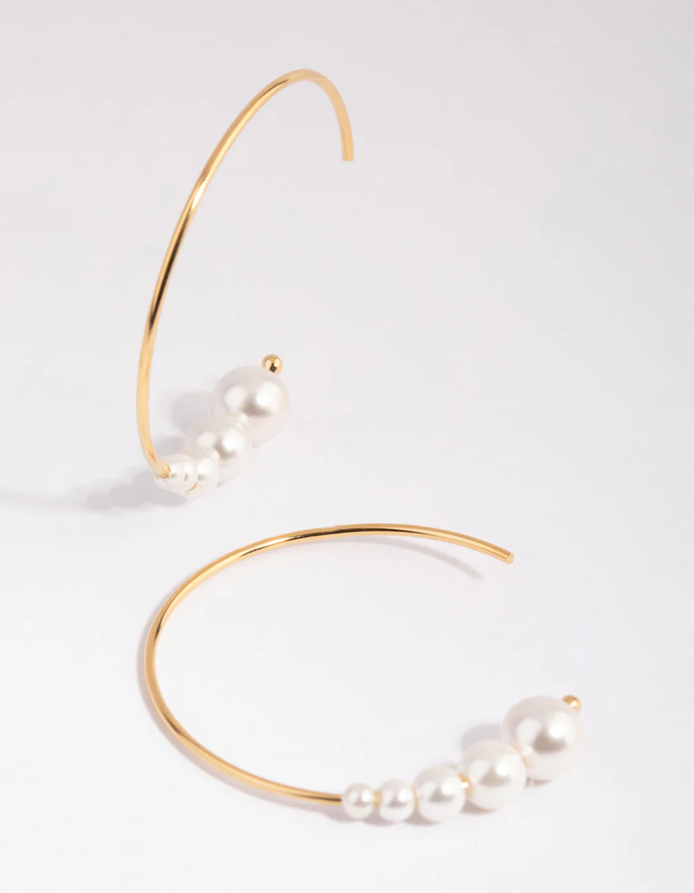 Gold Plated Sterling Silver Fine Pearl Hoop Earrings - Image 3