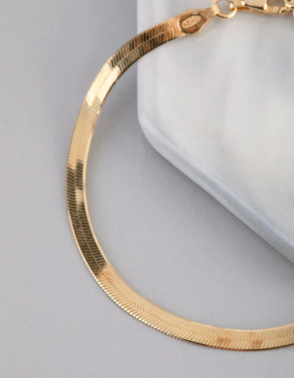 Gold Plated Sterling Silver Flat Snake Chain Bracelet - Image 2