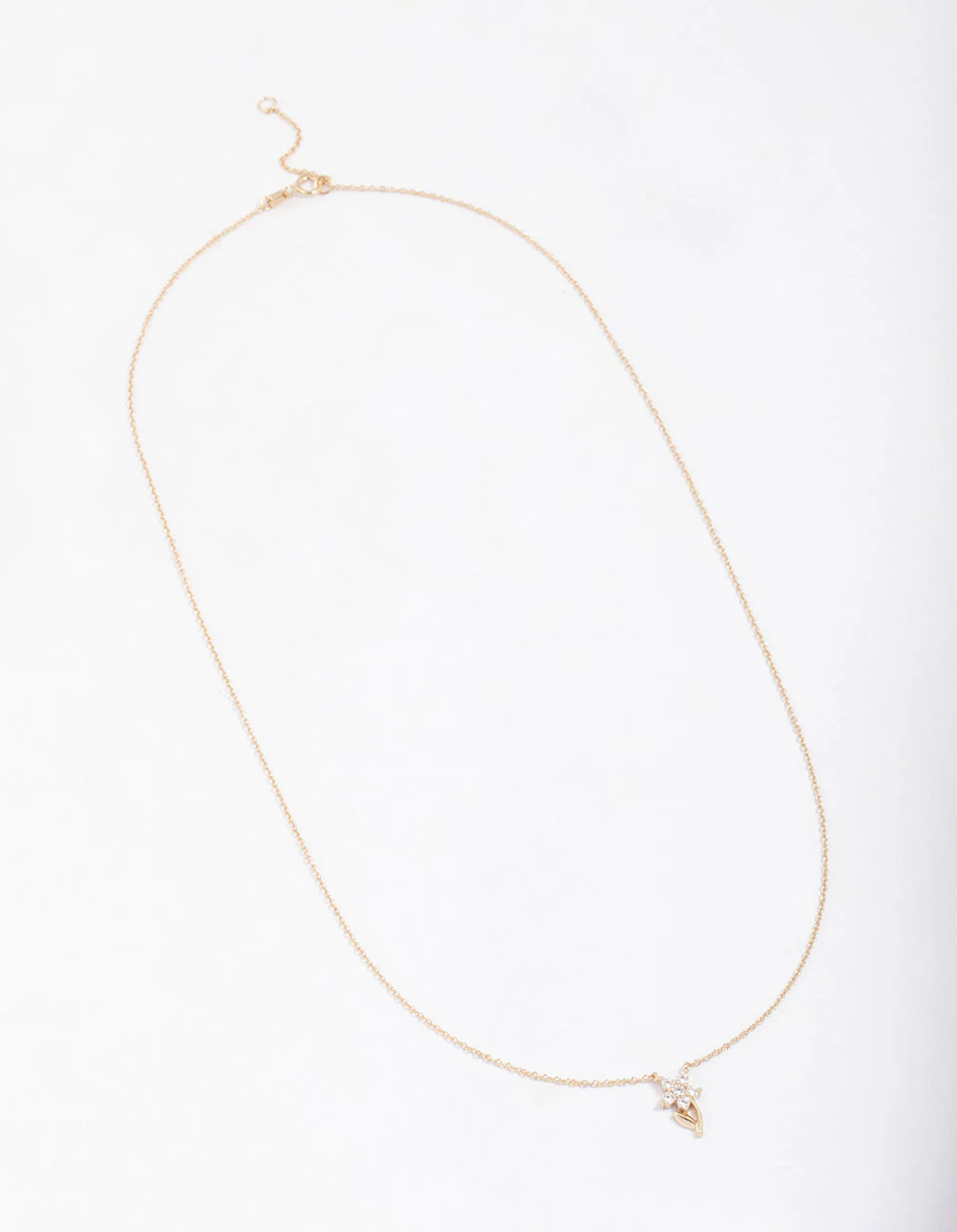 Gold Plated Sterling Silver Flower Stem Pendant Necklace - Image 2
