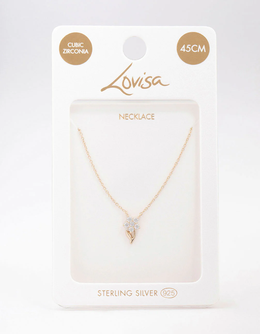 Gold Plated Sterling Silver Flower Stem Pendant Necklace - Image 3