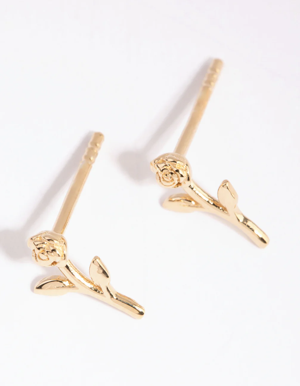 Gold Plated Sterling Silver Rose Stud Earrings - Image 2