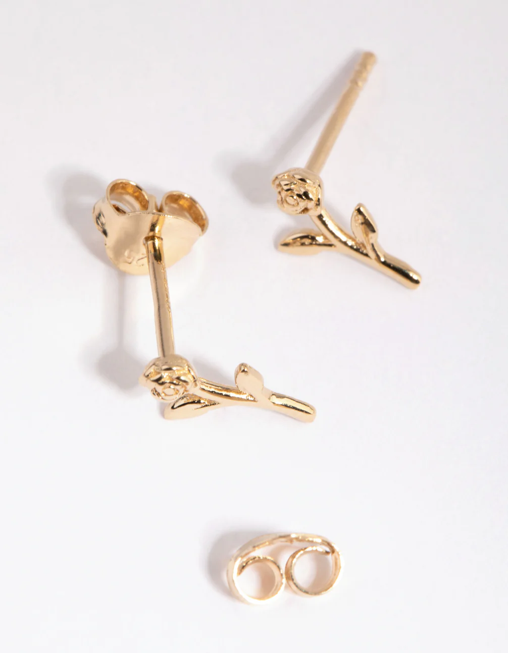 Gold Plated Sterling Silver Rose Stud Earrings - Image 3