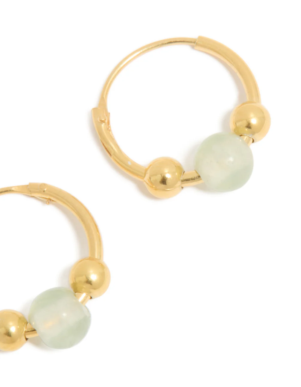 Gold Plated Sterling Silver Green Semi-Precious Stone Hoop Earrings - Image 5