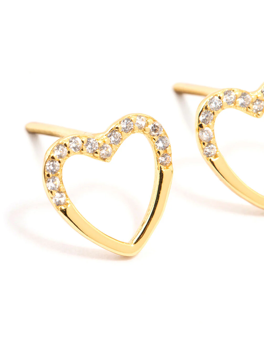 Gold Plated Sterling Silver Heart Stud Earrings - Image 2