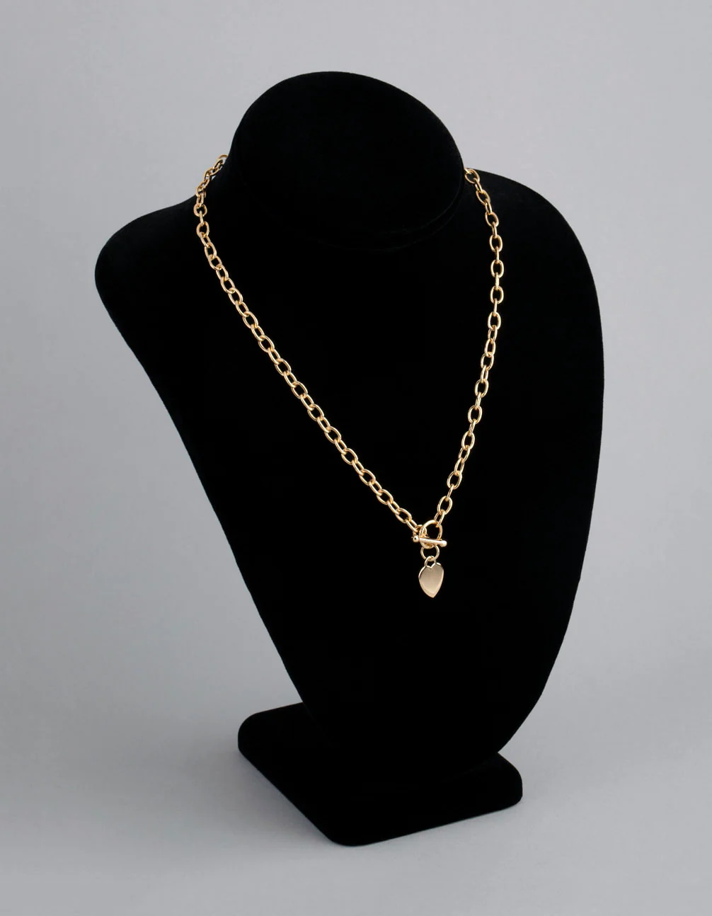 Gold Plated Sterling Silver Heart T&O Oval Chain Necklace - Image 2