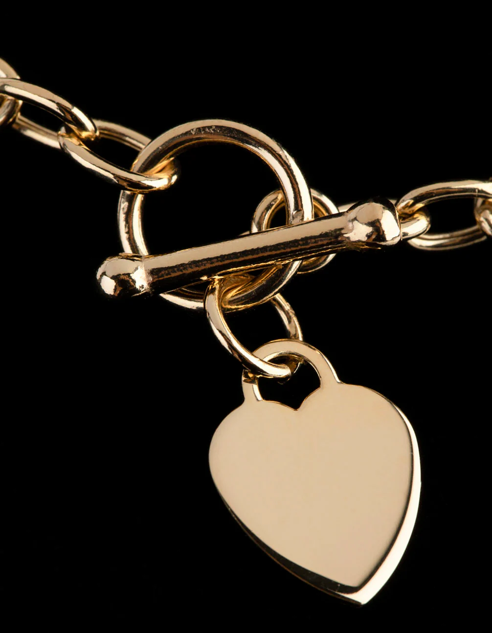 Gold Plated Sterling Silver Heart T&O Oval Chain Necklace - Image 3