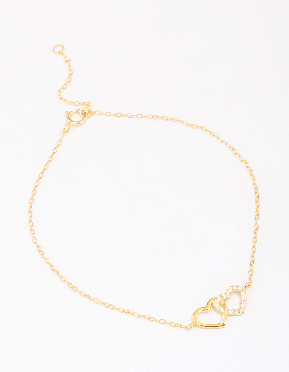 Gold Plated Sterling Silver Loop Heart Chain Bracelet - Image 2