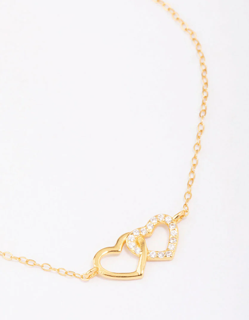 Gold Plated Sterling Silver Loop Heart Chain Bracelet - Image 3