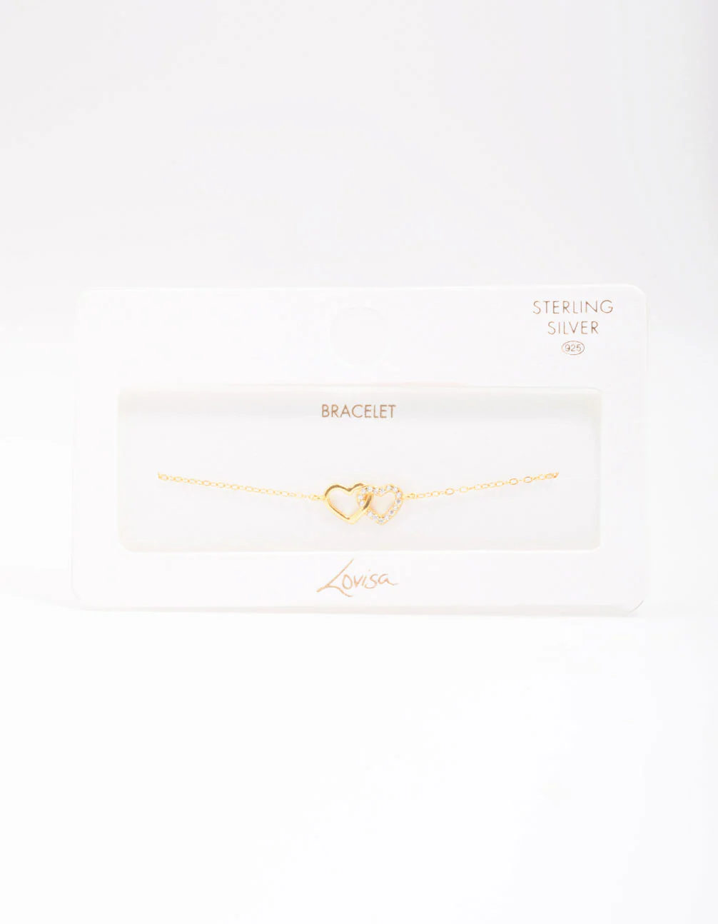 Gold Plated Sterling Silver Loop Heart Chain Bracelet - Image 4