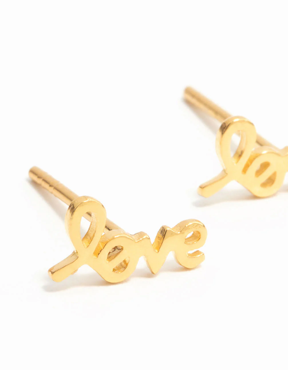 Gold Plated Sterling Silver Love Stud Earrings - Image 4