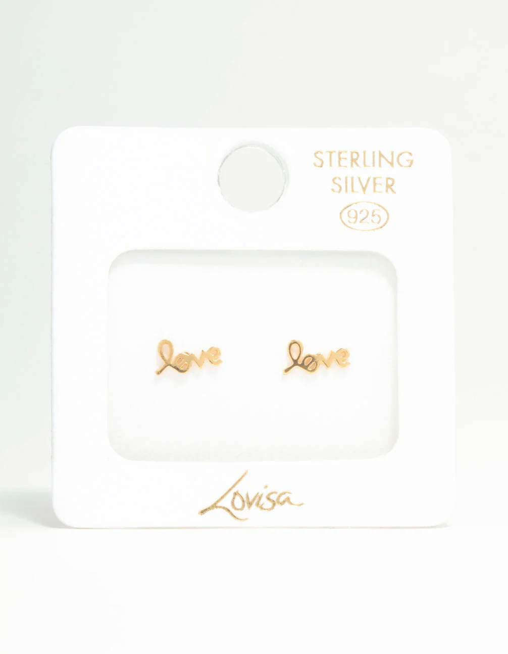 Gold Plated Sterling Silver Love Stud Earrings - Image 5