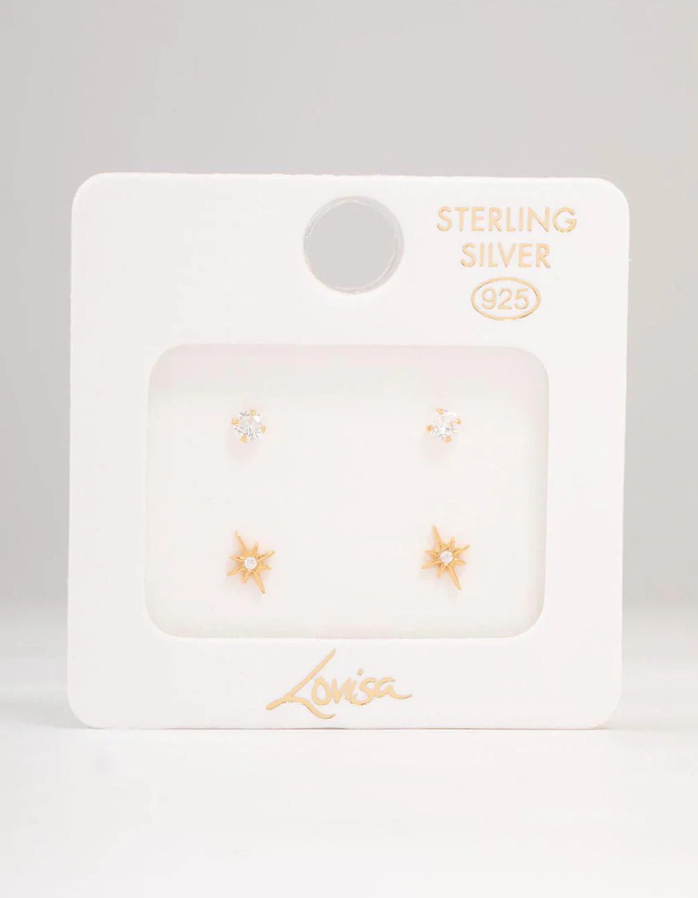 Gold Plated Sterling Silver Mini Starburst Earrings 2-Pack - Image 3