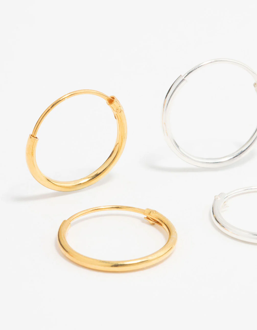 Gold Plated Sterling Silver Mixed Hoop Earrings 2-Pack - Image 2