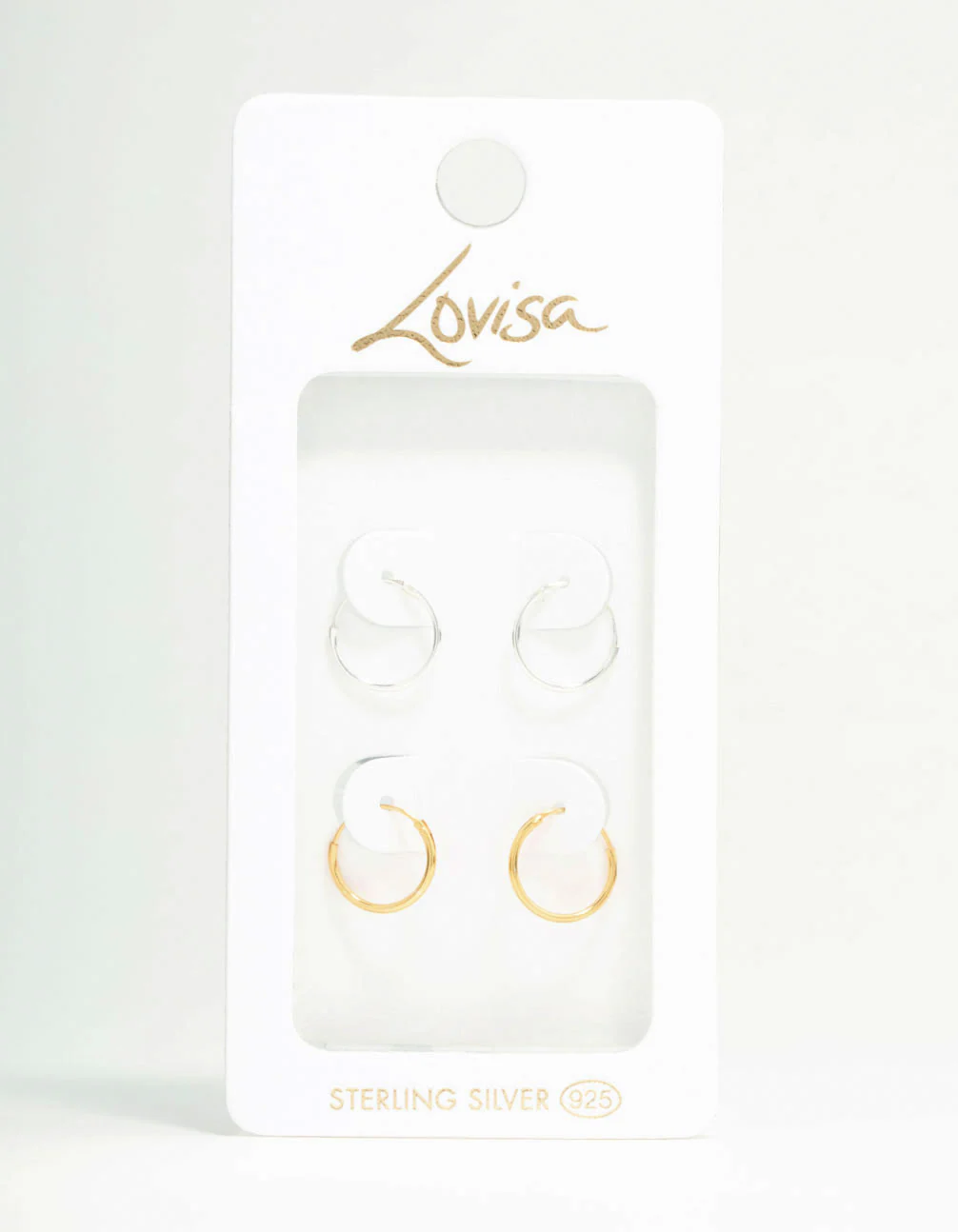 Gold Plated Sterling Silver Mixed Hoop Earrings 2-Pack - Image 3