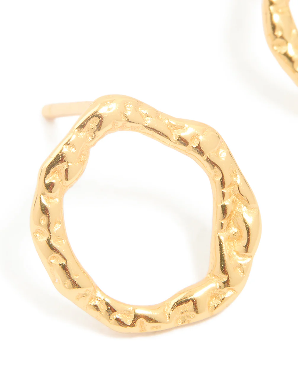 Gold Plated Sterling Silver Molten Circle Stud Earrings - Image 4