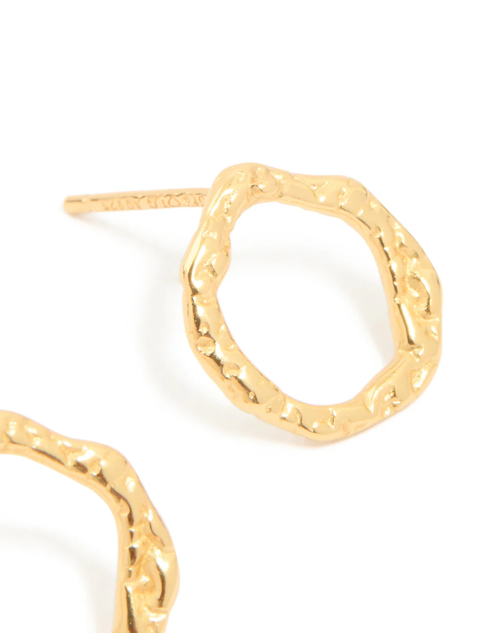 Gold Plated Sterling Silver Molten Circle Stud Earrings - Image 5