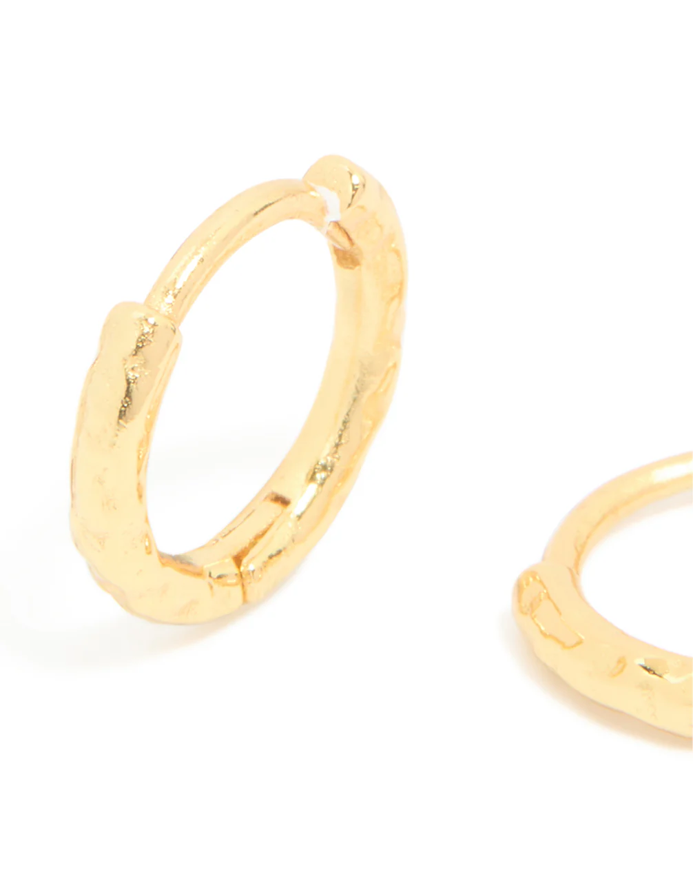 Gold Plated Sterling Silver Molten Clicker Hoop Earrings - Image 4