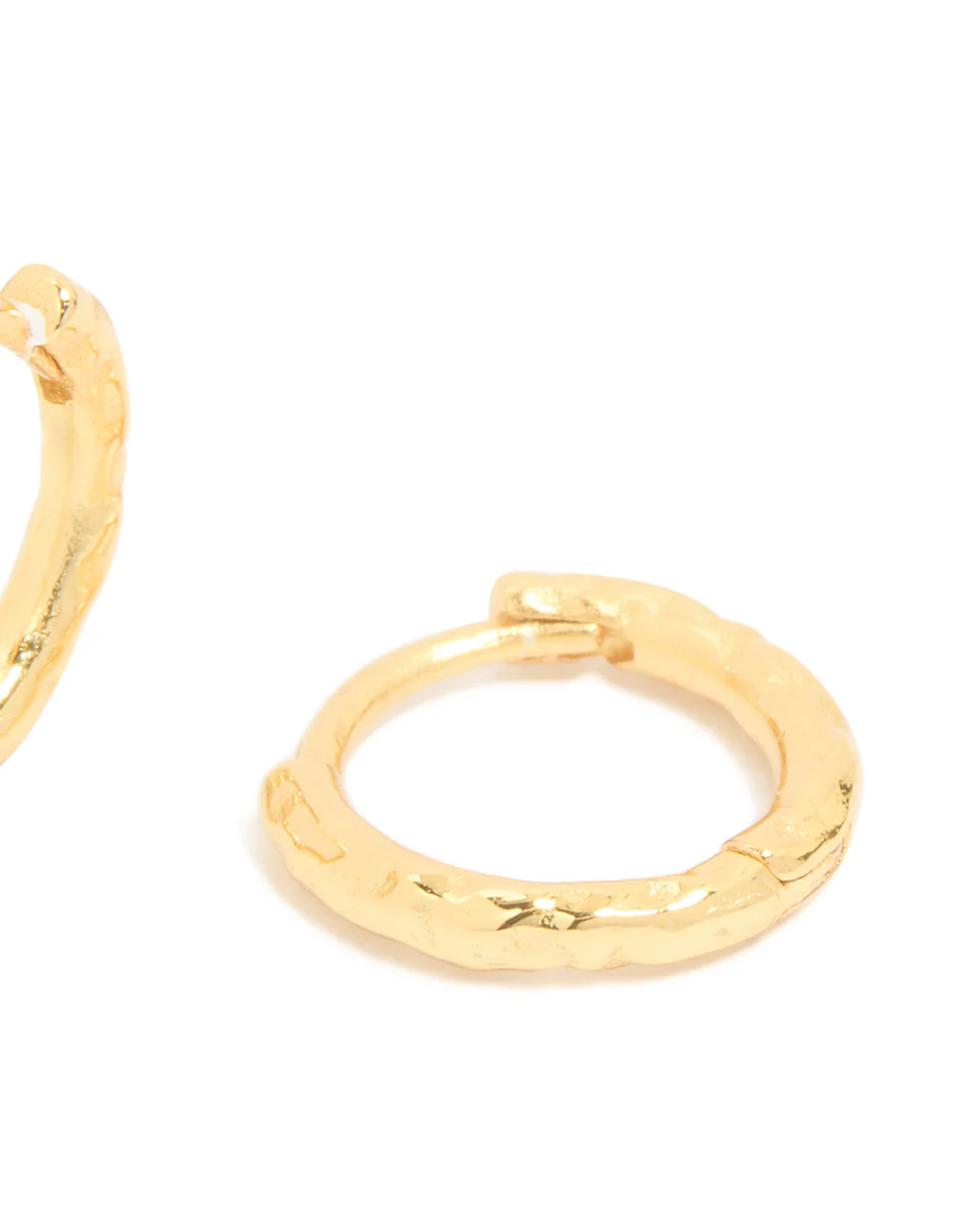 Gold Plated Sterling Silver Molten Clicker Hoop Earrings - Image 5