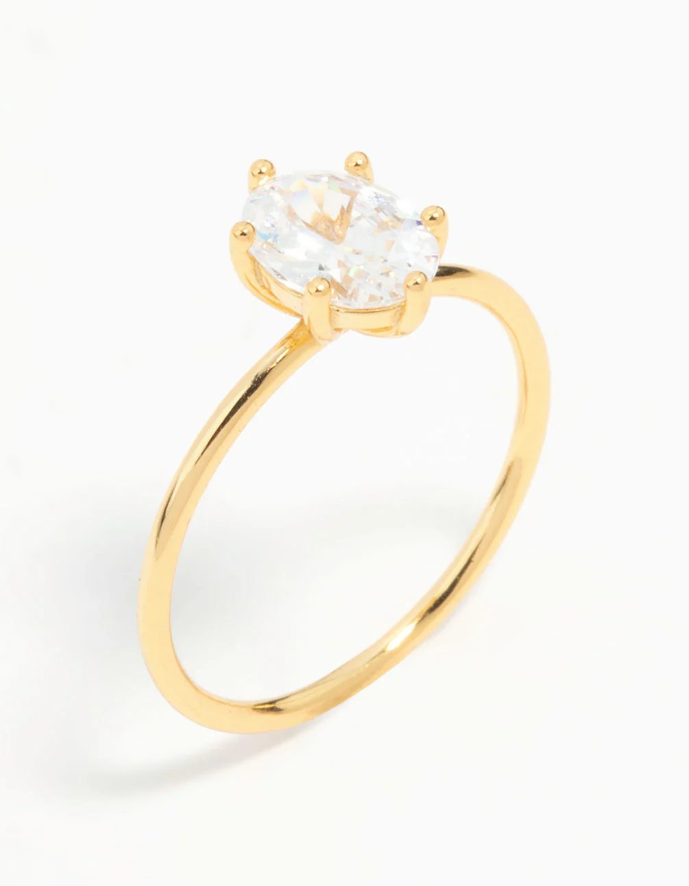 Gold Plated Sterling Silver Oval Solitaire Ring - Image 2