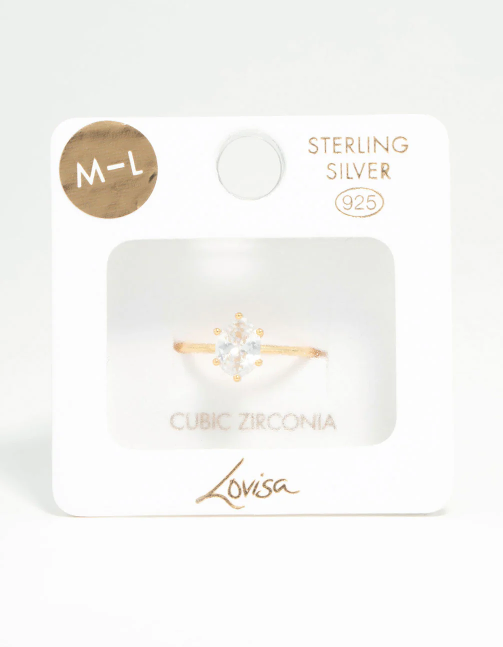 Gold Plated Sterling Silver Oval Solitaire Ring - Image 3